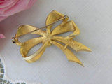 Vintage B.S.K. Signed Bow Shaped Brooch Pin - The Pink Rose Cottage 