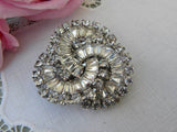 Vintage Signed "Warner" Clear Rhinestone Looped Brooch Pin - The Pink Rose Cottage 