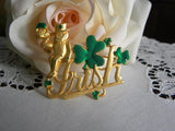 Vintage L.S.. St. Patrick's Day "Irish" Shamrock Pin Brooch - The Pink Rose Cottage 