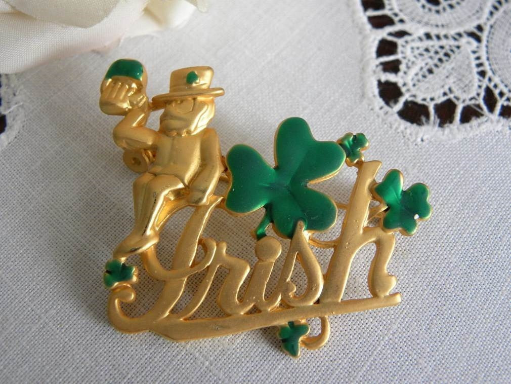 Real Metal Jewelry St. Patrick’s Day Irish Shamrock Pins – 2 Pack – Green Enamel On Pewter – Made In USA – 1″ X 7/8″