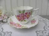 Vintage Victoria Pink Apple Blossoms Teacup and Saucer - The Pink Rose Cottage 