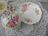 Vintage Victoria Pink Apple Blossoms Teacup and Saucer - The Pink Rose Cottage 