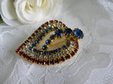 Vintage Red White and Blue Patriotic Rhinestone Pin Brooch - The Pink Rose Cottage 