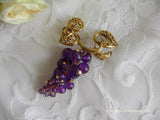 Vintage Dangle Purple Bunch of Grapes Pin Brooch - The Pink Rose Cottage 