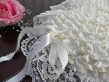 Vintage Bridal Wedding Ring Bearer Heart Shaped Pillow with Pearls and Lace - The Pink Rose Cottage 
