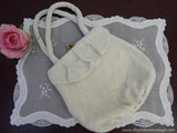 Hand Made Vintage White Pearl Beaded Evening Bag with Rhinestone Clasp - The Pink Rose Cottage 