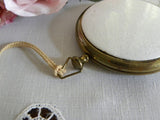 Vintage Pocket Watch Style Guilloche Ladies Powder Compact - The Pink Rose Cottage 