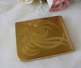 Vintage Elgin American Ladies Powder Compact with Etched Daisy - The Pink Rose Cottage 