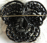 Vintage Weiss Sparkling Black Rhinestone Pansy Pin Brooch - The Pink Rose Cottage 