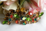 Vintage Brooch Pin with Colorful Jewel Tone Rhinestones - The Pink Rose Cottage 