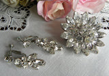 Vintage Rhinestone Pin Brooch and Dangle Earrings Set - The Pink Rose Cottage 