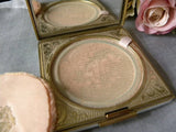 Vintage Evans Powder Compact with Large Black and White Stone - The Pink Rose Cottage 