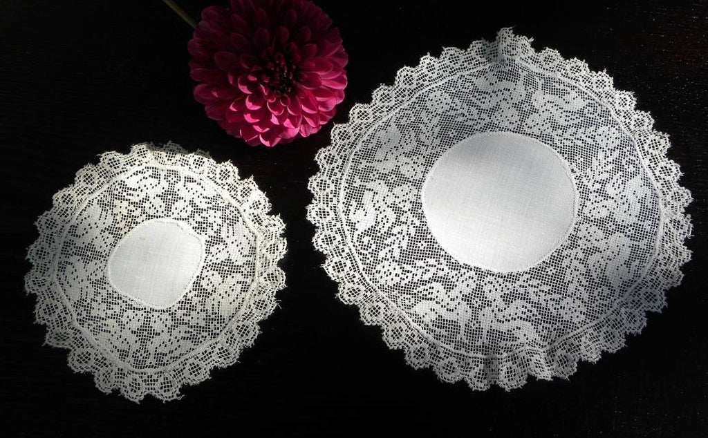 Antique Handmade Filet Lace Griffin Doilies - The Pink Rose Cottage 