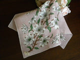 Vintage MWT Brumel Dogwood Blossoms on Pink Handkerchief - The Pink Rose Cottage 
