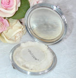 Vintage Philippe Marcasite Cornucopia Compact with Swan Down Powder Puff - The Pink Rose Cottage 