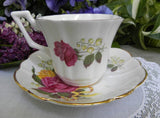 Vintage Pink and Yellow Rose with Lily of the Valley English Teacup - The Pink Rose Cottage 