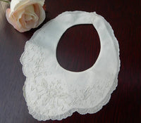 Vintage Whitework Embroidery Christening Newborn Bib Flowers and Butterflies - The Pink Rose Cottage 