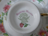 Vintage Tuscan Birthday Flowers November Mums Teacup and Saucer - The Pink Rose Cottage 