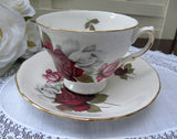 Vintage Red White and Pink Rose Teacup and Saucer - The Pink Rose Cottage 