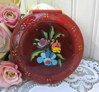 Vintage Hand Painted Flower Powder Compact - The Pink Rose Cottage