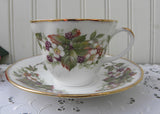 Vintage Blackberries and Blossoms Teacup and Saucer