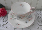 Vintage Queen's China Pink and Blue Bachelor Buttons Teacup and Saucer