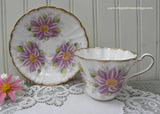 Vintage Royal Stafford Purple Aster Teacup and Saucer