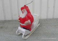 Vintage Hard Plastic Christmas Santa Claus in Sleigh Ornament