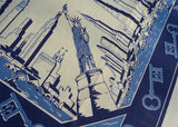 RARE Vintage New York City Skyline Statue of Liberty Souvenir Tablecloth - The Pink Rose Cottage 