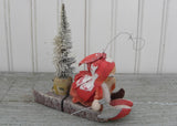 Antique Santa Claus with Bottle Brush Tree Ornament