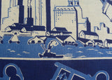 RARE Vintage New York City Skyline Statue of Liberty Souvenir Tablecloth - The Pink Rose Cottage 