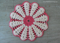 Vintage Crocheted Pink and White Flower Shaped Pot Holder