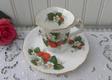 Vintage Hammersley & Co Strawberry Ripe Blossom Demitasse Teacup and Saucer