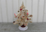 Vintage White Bottle Brush Christmas Tree with Ornaments and Lights