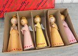 Set of 5 Vintage Hand Made Novelty Christmas Angel Figurines Decor