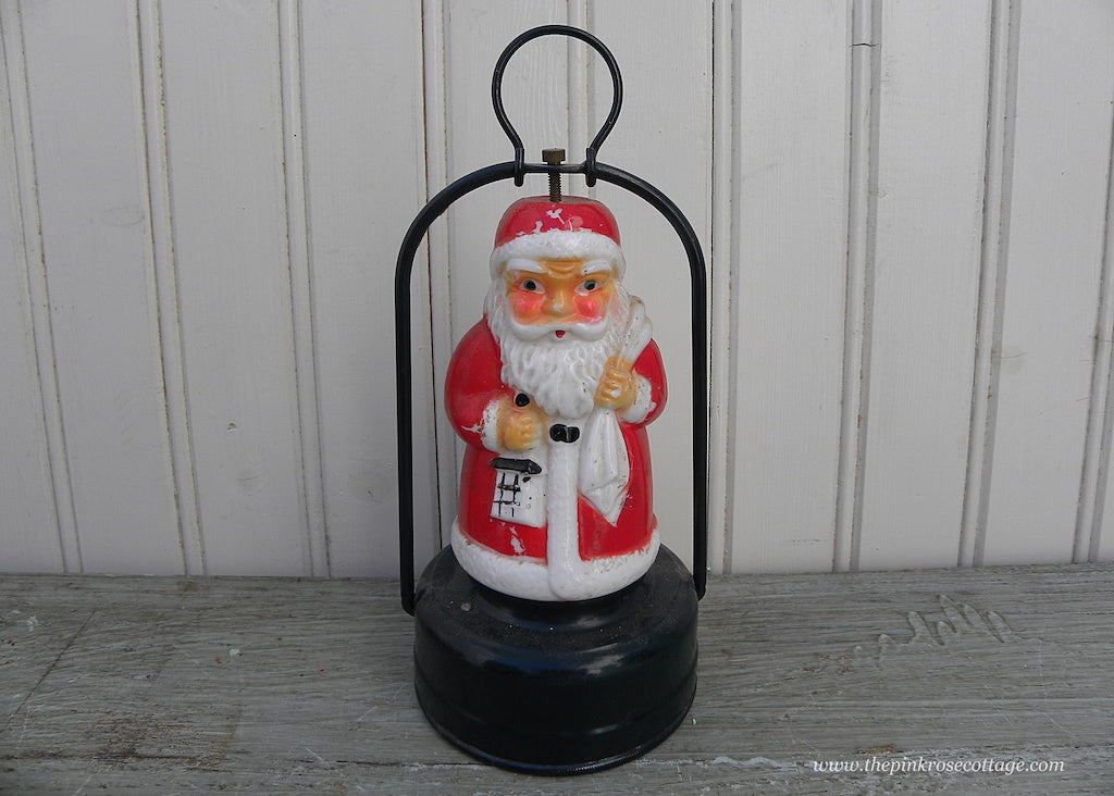 Vintage 1950s Amico Japan Christmas Glass Santa Claus Lantern