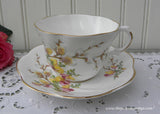 Vintage Pink Freesia and Pussy Willow Teacup and Saucer