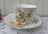 ON HOLD Vintage Pink Freesia and Pussy Willow Teacup and Saucer