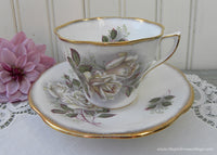 Vintage Rosina White Rose Teacup and Saucer