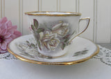 Vintage Rosina White Rose Teacup and Saucer