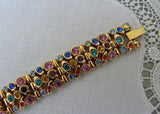 Colorful Rhinestone Paved Pebbles Bracelet and Earrings