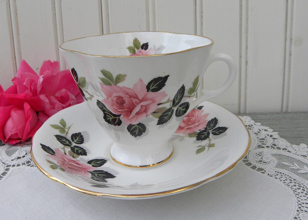 Vintage Clarence Pink Rose Teacup and Saucer