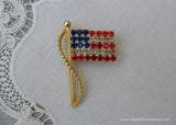 Vintage Rhinestone Rafaelian American Flag Pin USA