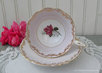 Vintage Royal Stafford Pink Teacup and Saucer with Red Rose