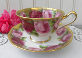 Vintage Royal Albert Old English Pink Rose Brushed Gold Teacup and Saucer