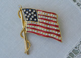 JBK Jacqueline Kennedy Enamel and Crystal American Flag Pin