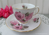 Vintage Pink Roses on Pink Colclough Teacup and Saucer