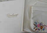 Vintage White Satin Pink Roses Embroidered Evening Bag Purse by Walborg