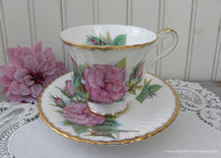 Vintage Signed Paragon Pink Rose Teacup and Saucer