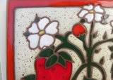 Vintage Hand Painted Terra Cotta Strawberry Tile Trivet Italy